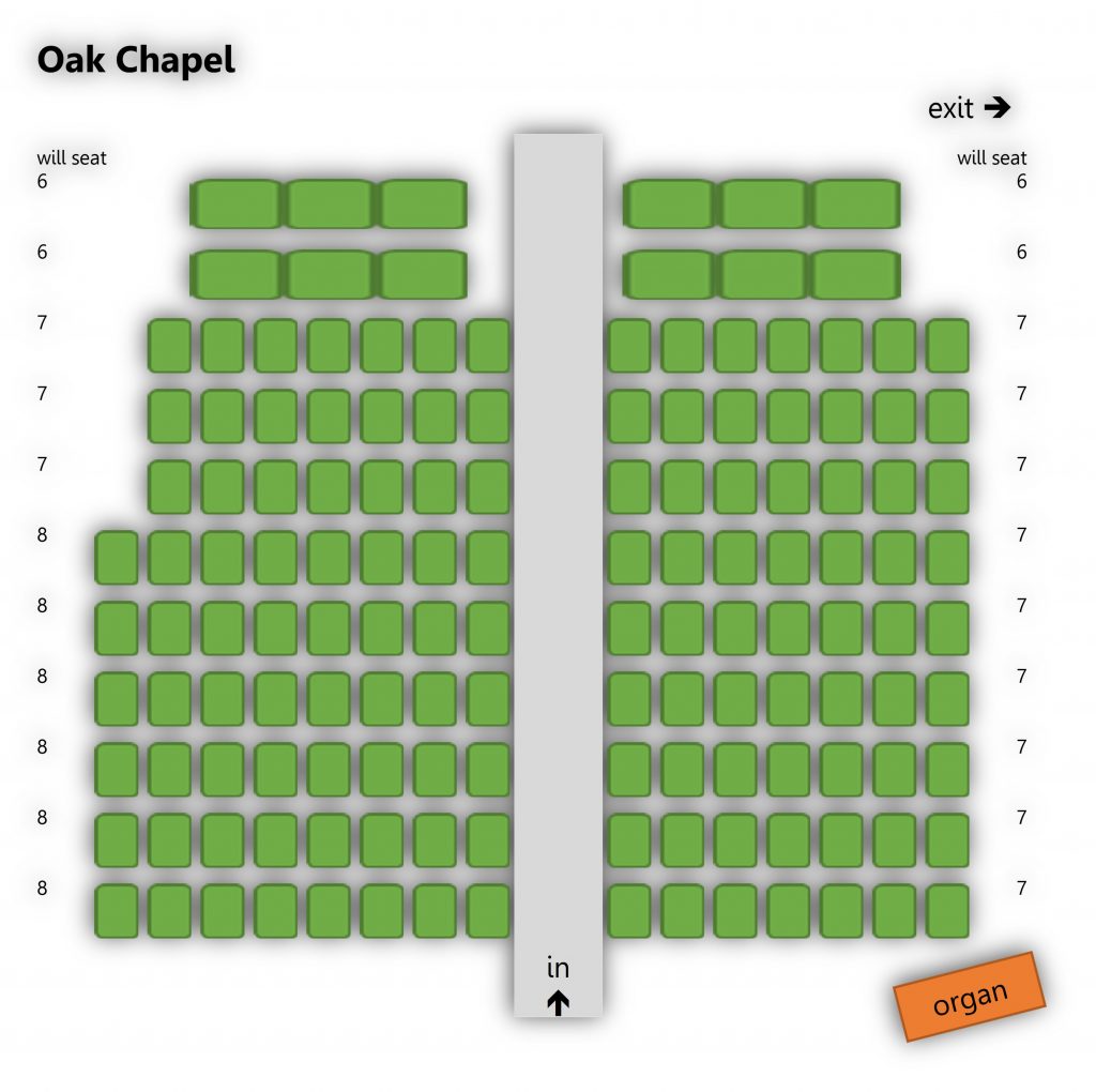 Seating plan for the Oak Chapel